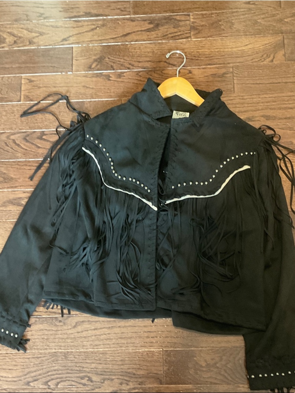 Black Fringe Western-Inspired Jacket